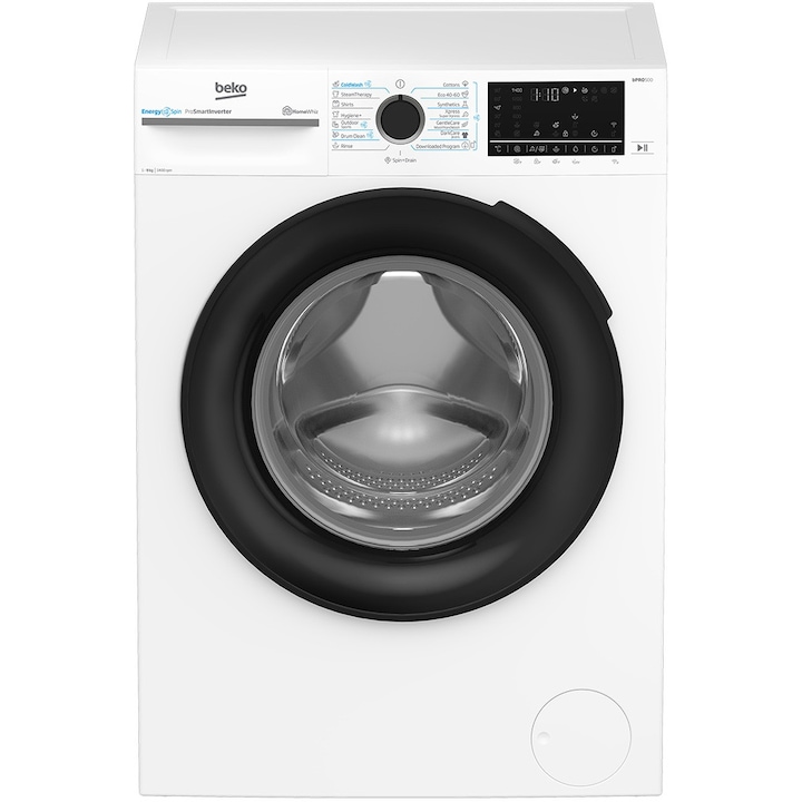 Пералня Beko BM5WFSU69415W, Клас A, 9 кг, 1400 об/мин, 15 програми, Instant Opening, HomeWhiz, Бял