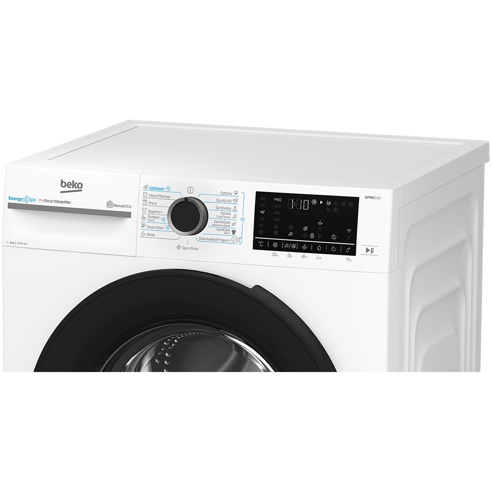 Masina de spalat rufe Beko BM5WFSU69415W, Clasa A, 9 kg, 1400 RPM, 15 programe, Instant Opening, HomeWhiz, Alb