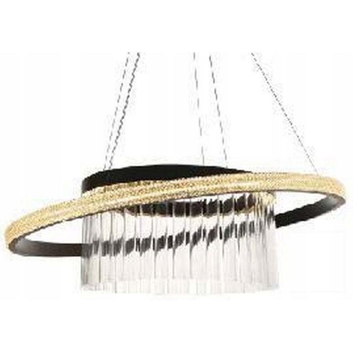 Lustra LED Parela Cristal Ring Negru 60cm - Design Modern