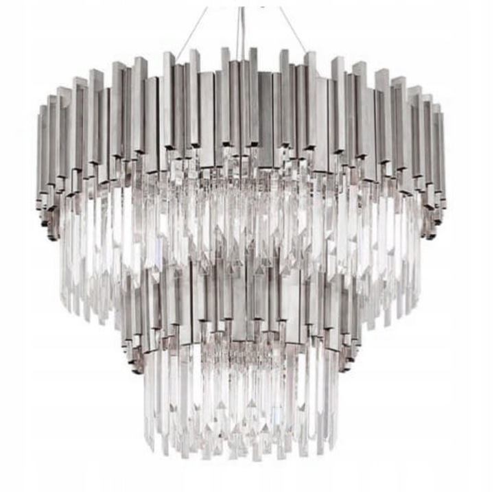Lustra Cristal Organ 80cm Crom - Design Modern, 2 Randuri