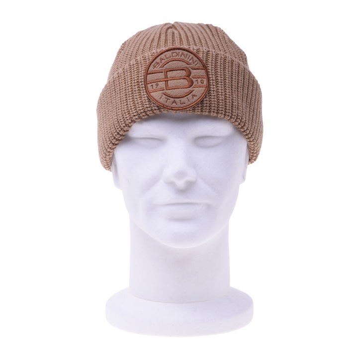 Baldinini, Caciula elastica din lana cu aplicatie logo, Bej