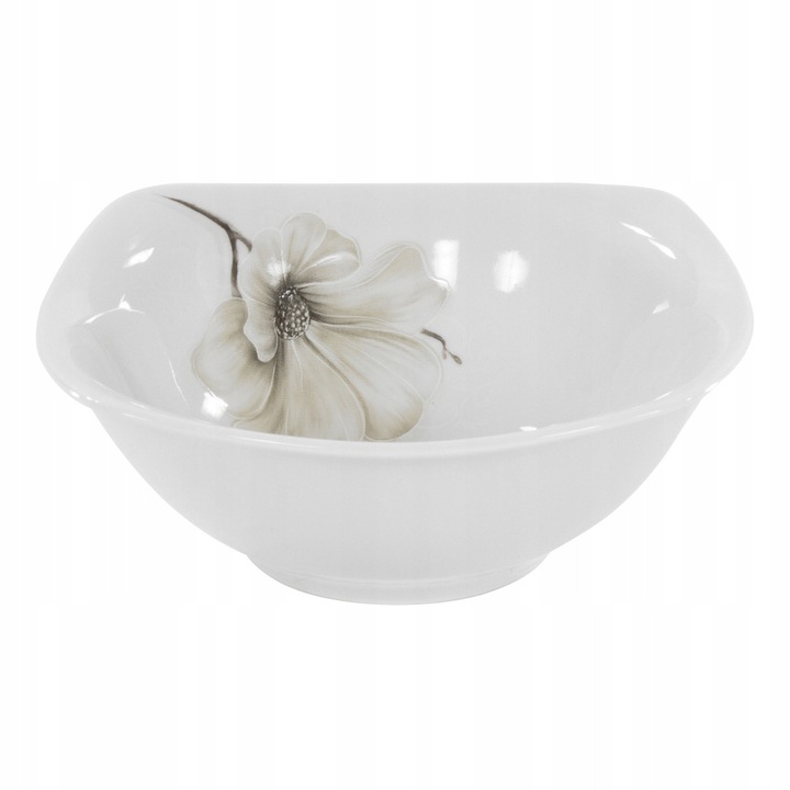 Salatiera patrata Cmielow Akcent Magnolia 23cm, portelan, design modern
