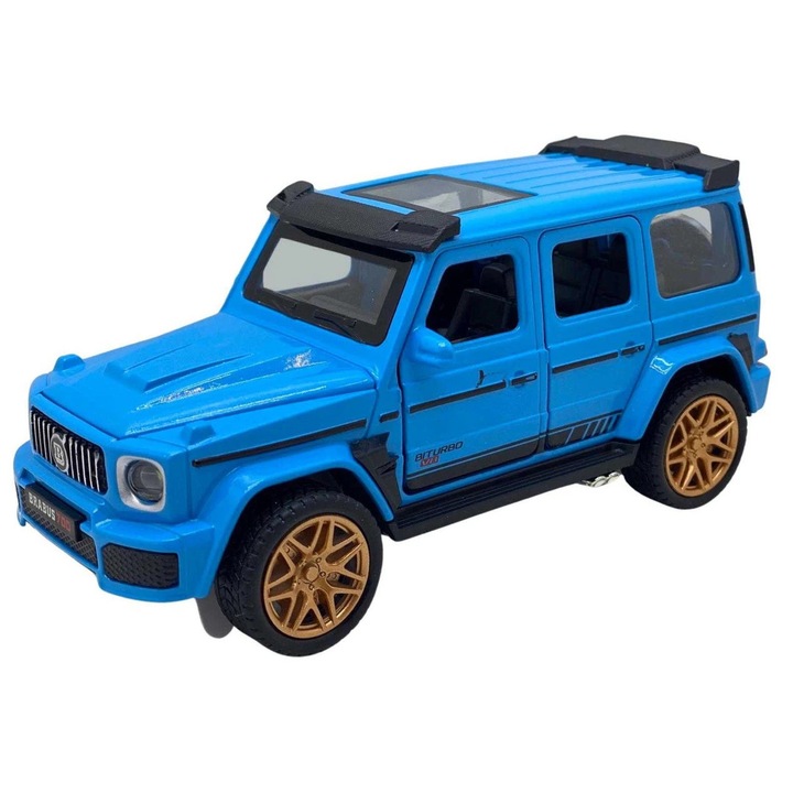 Macheta Masina Mercedes Brabus V8 Biturbo, Scara 1:32, usi, capota si portbagaj functionale, albastra