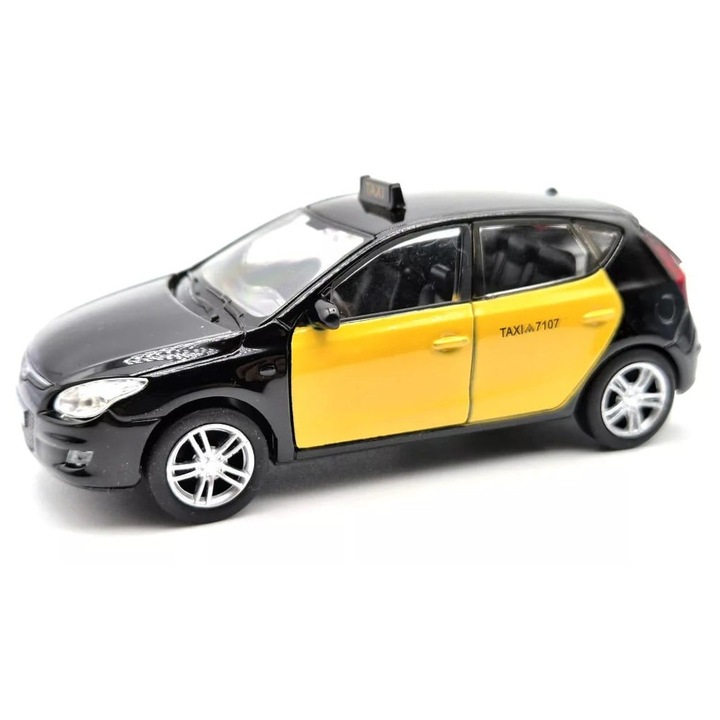 Macheta Hyundai i30 Taxi Barcelona Galben cu Negru - Welly 1:38