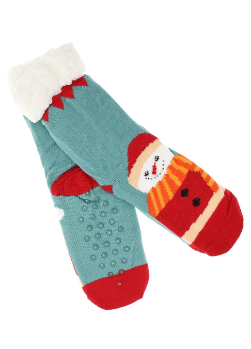 Ciorapi dama, Tina, Craciun, acril 50%, poliester 50%, Turcoaz, marime 35-41