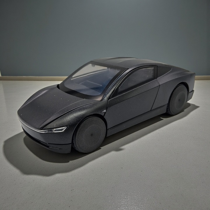 Fém autómodell Tesla Roadster 2. generáció, fekete, 1:32 méretarány, visszahúzós, fények és hangok, nyitható ajtók, motorháztető, csomagtartó, 15cm, VisionXXI