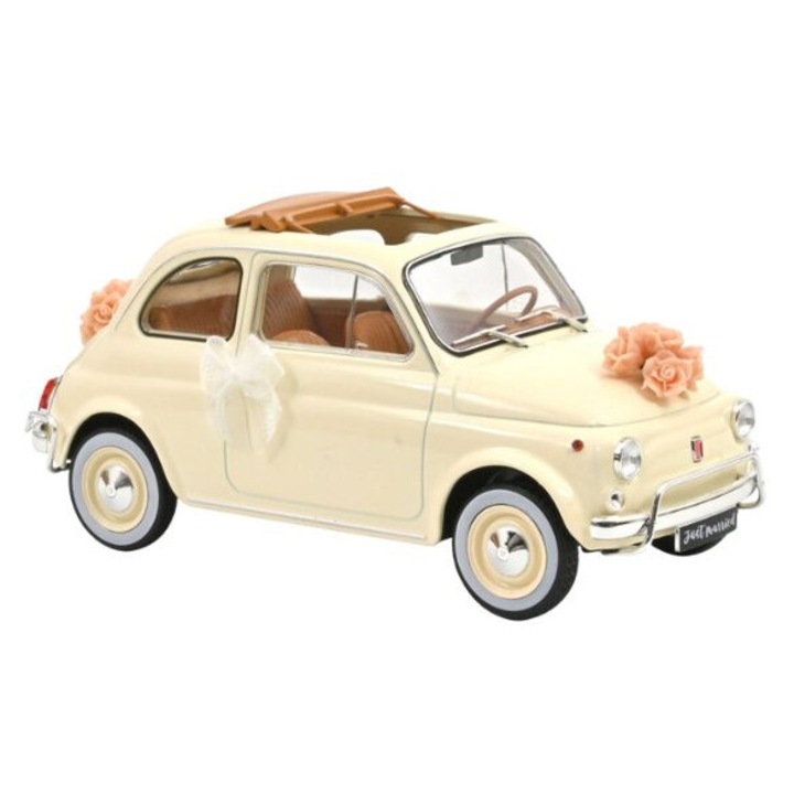 Fiat 500 L 1968 elefántcsontszínű esküvői ajándék autómodell 1:18 Norev