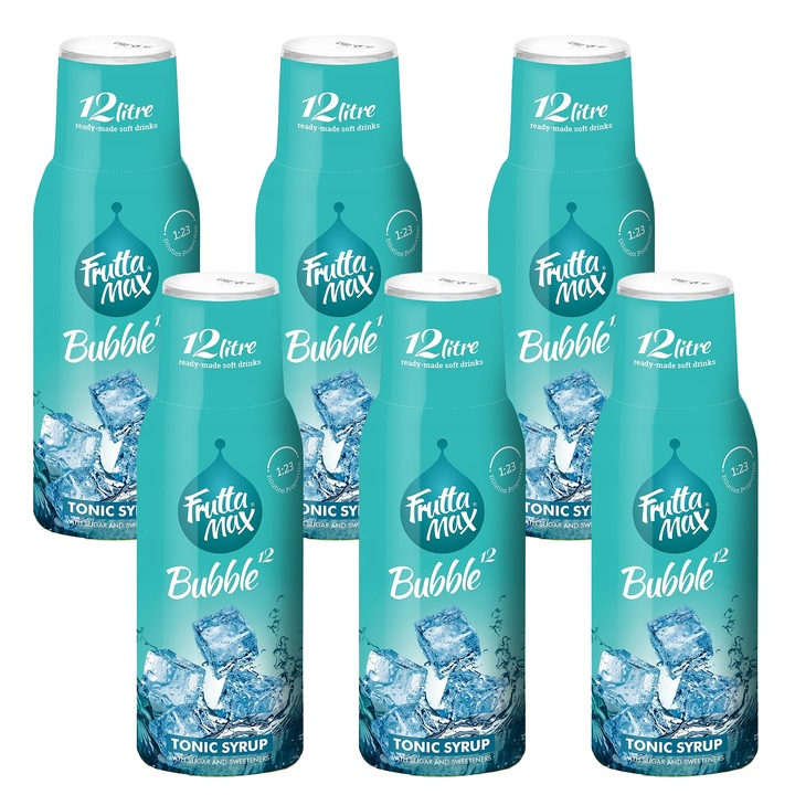 FruttaMax szirup Tonic 6x500 ml, csökkentett kalóriatartalom, szénsavas vízhez, 1:23 hígítási arány, 12 liter italhoz, édesítőszerrel