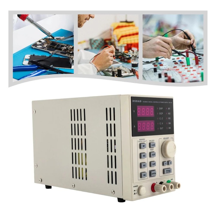 Convertor de tensiune CC programabil, sursa de alimentare reglabila 0-30V 5A, afisaj LED, negru