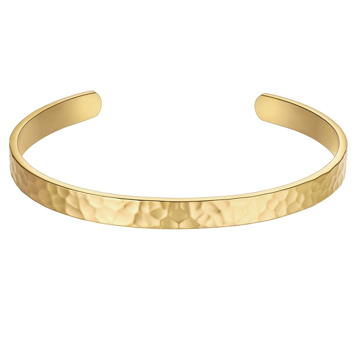 True Rebels, Bratara rigida texturata placata cu aur de 14K, Auriu