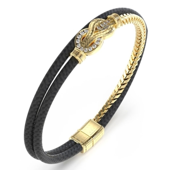 Bratara Guess Sailor Knot din piele cu cristale JUMB05029JWYGBK, Auriu