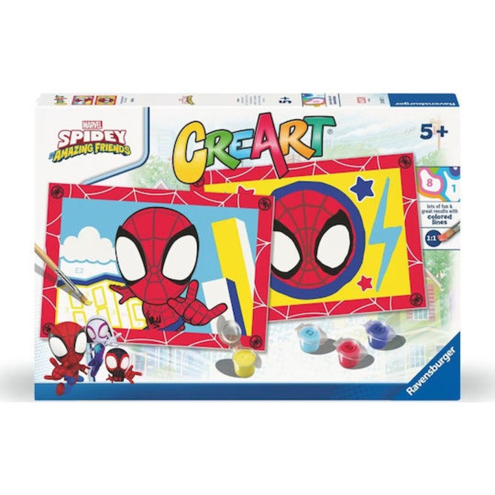 Set creativ de pictura Spider-Man, Ravensburger, pentru copii 5+, numere, pentru baieti