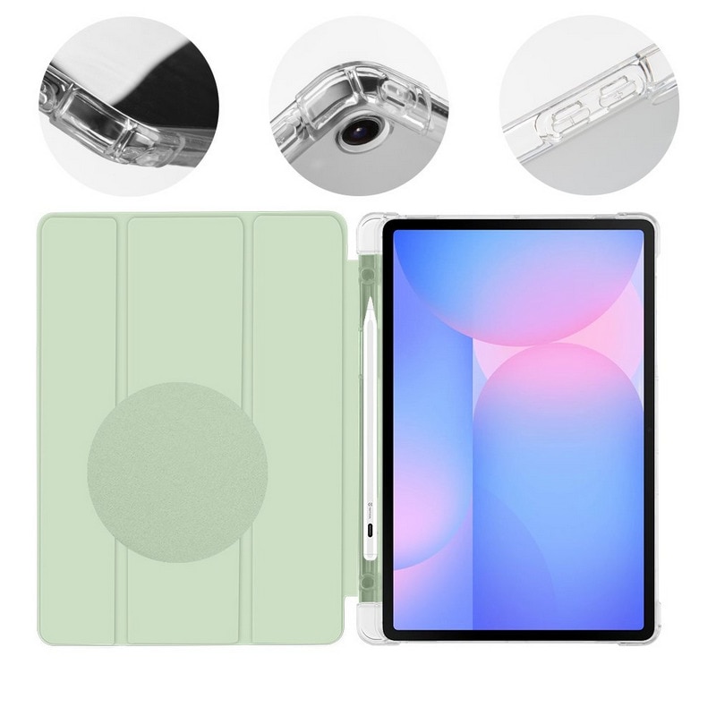 Husă tabletă compatibilă cu Samsung Galaxy Tab S10 FE 10.9 inch (SM-X520, SM-X526) - Smart case verde cactus, cu suport pentru creion