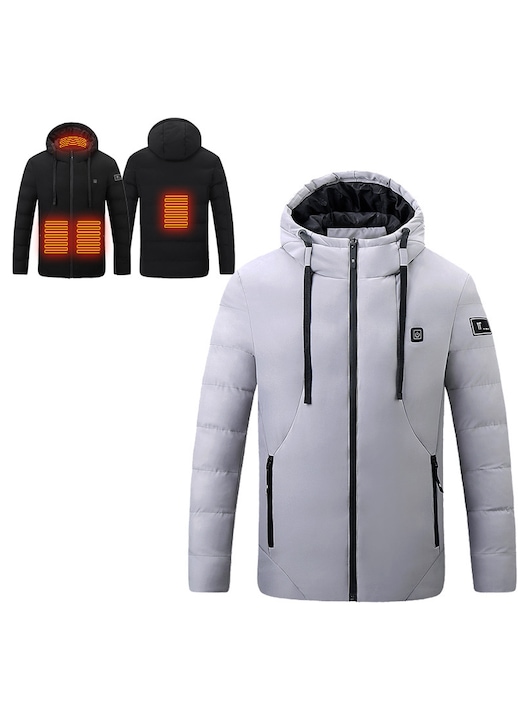 Geaca de iarna, incalzita, captusita cu bumbac, cu incalzire 4 zonedwfq, Gri