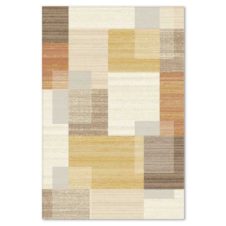 Covor sintetic Carpeta, colectia Geo 1139-1-44422, Galben, Design Abstract, dimensiuni 200 x 300 cm