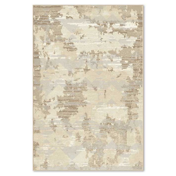 Covor sintetic Carpeta, colectia Geo 4972-1-44422, Bej, Design Modern, dimensiuni 80 x 250 cm