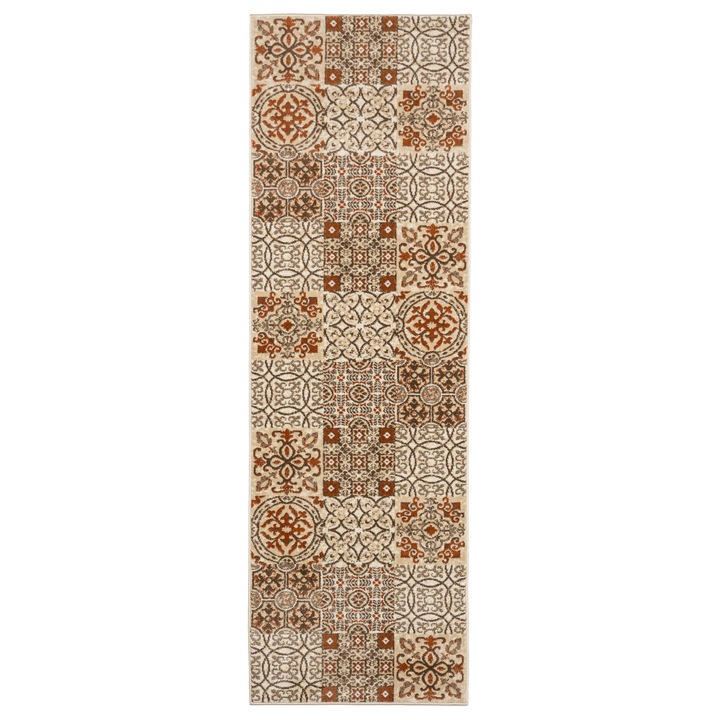 Covor sintetic Carpeta, colectia Geo 8771-1-44422, Bej, Design Modern, dimensiuni 80 x 250 cm