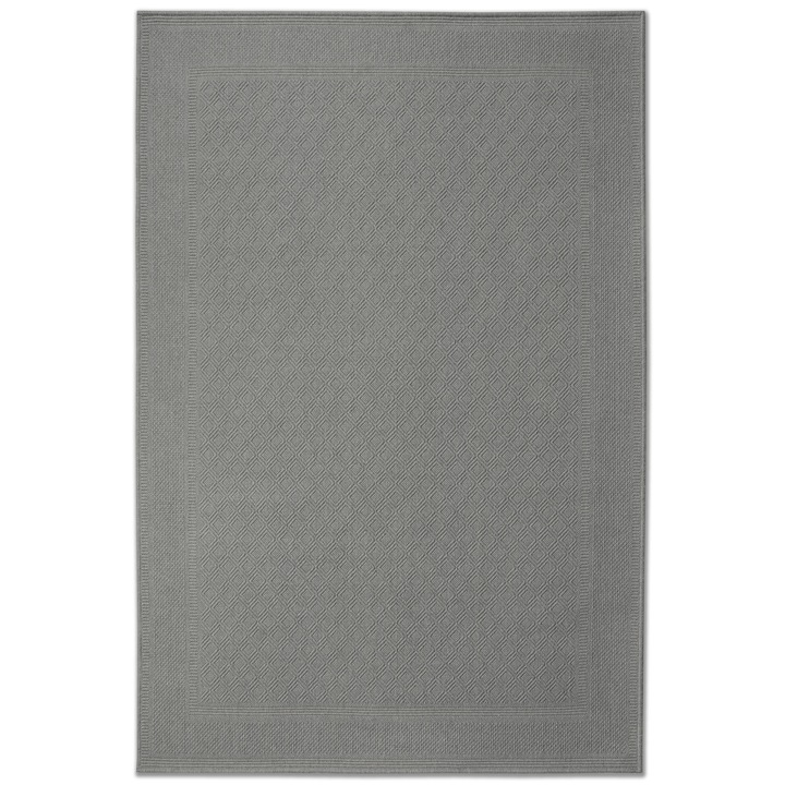 Covor din lana 100% tip rogojina, Carpeta, colectia Lana 7637-1-68400, Gri, Design Uni, dimensiuni 120 x 170 cm