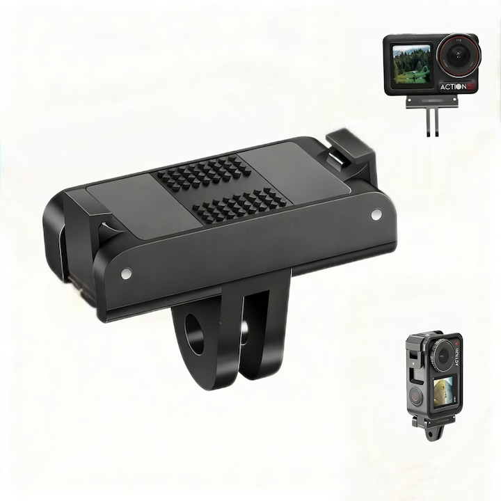 Prindere Magnetică Rapidă, Pentru DJI Osmo Action, Suport cu Gheare Duble, Design Ușor, Negru