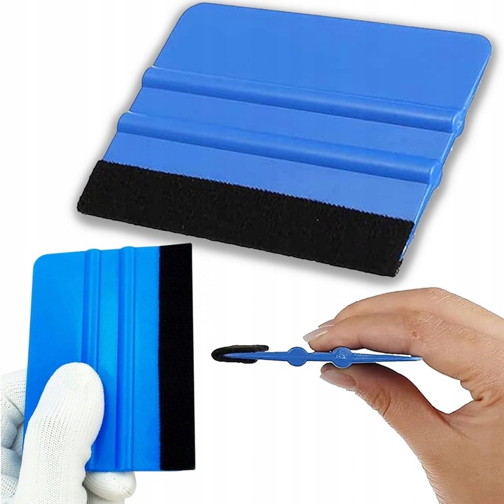 Racleta Profesionala cu Pasla pentru Aplicare Folii, Vinil si Tapet, 10x7 cm, Albastra, din Plastic Durabil, Ergonomica pentru Eliminarea Bulelor de Aer si Netezire Precisa, Instrument Multifunctional pentru Detailing Auto si Casa, 1 Bucata