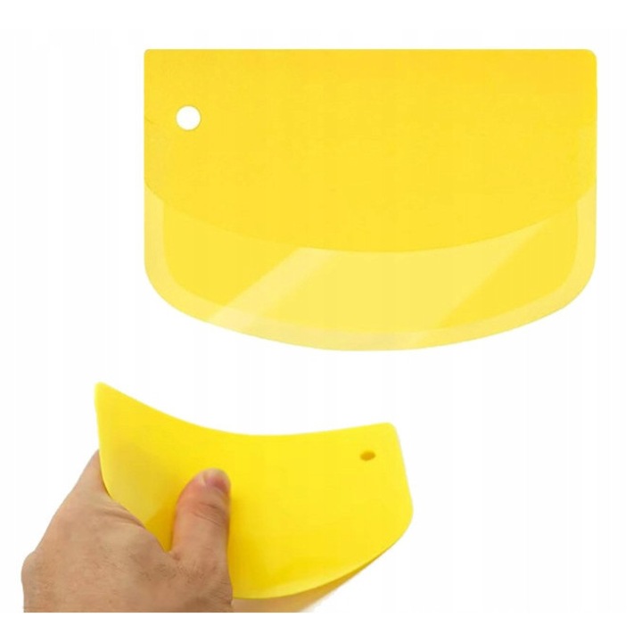 Racleta profesionala pentru aplicare folie auto, vinil, tapet, plastic durabil, anti-zgarieturi, forma ovala, ergonomica, galbena, pentru detailing si montaj precis, 1 bucata, calitate superioara