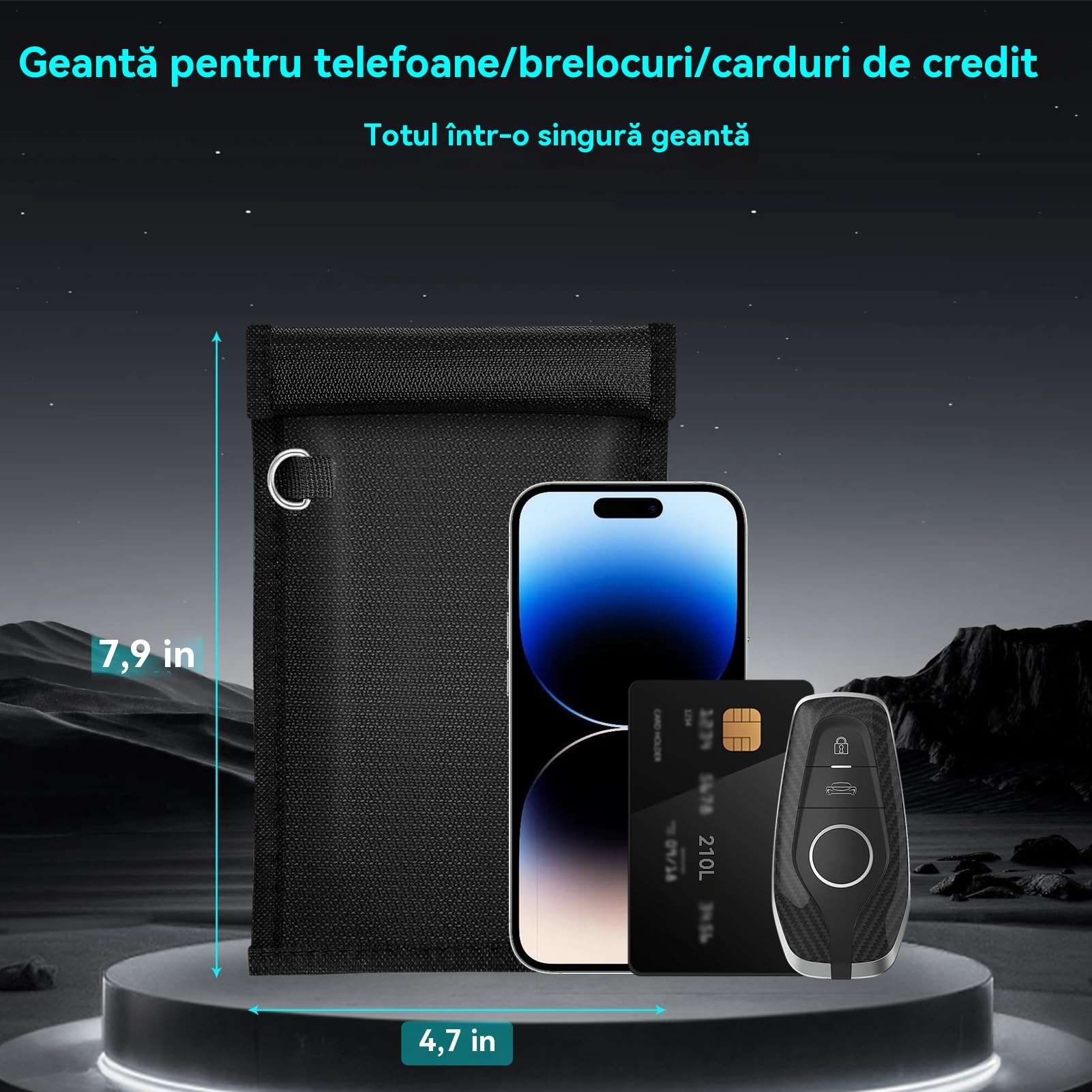 Genti Simket Faraday pentru telefoane si chei de masina, pachet de 2, husa de blocare a semnalului, blocare a semnalului telefonului mobil, cheie de masina/WiFi/RFID/blocare semnal GPS negru m