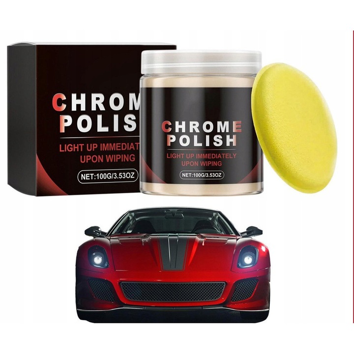 Pasta de lustruit auto profesionala, universala, 100g, kit cu burete, pentru eliminarea zgarieturilor, curatare vopsea si metal, restaurare stralucire, protectie suprafete, intretinere auto, eficienta maxima