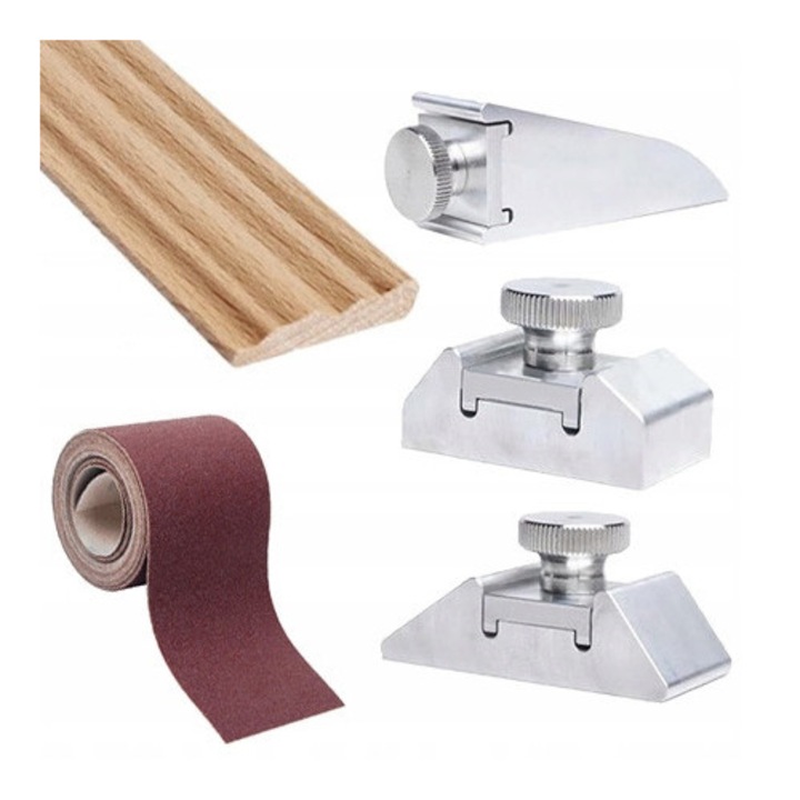 Set 3 Suporturi pentru Hartie Abraziva QOXEZY Profesional, din Aliaj de Aluminiu, Diverse Dimensiuni pentru Slefuire si Lustruire Precisa, cu 3 Setari de Unghi si Maner Ergonomic, Ideal pentru Lemn, Metal, Piele in Atelier sau Garaj
