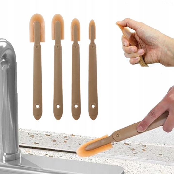 4 darabos szilikon spatula készlet, ergonomikus, bézs, festő és vakoló szerszámok