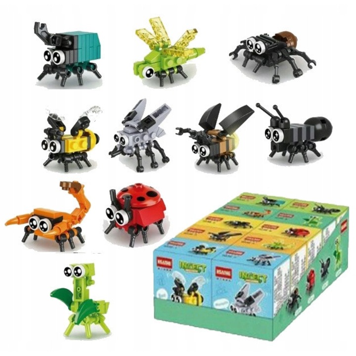 Készlet 10 rovarfigura, SinPi, Klocki Creative, Többszínű, 3+