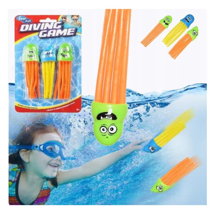 Fürdőjáték készlet, SinPi, 3 polip, többszínű, 21,6x14,5x3cm