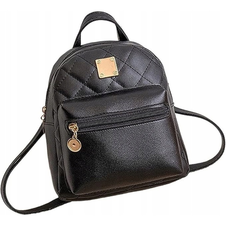 Дамска раница SinPi, екологична кожа, 1 отделение, черна, 20x18x11см
