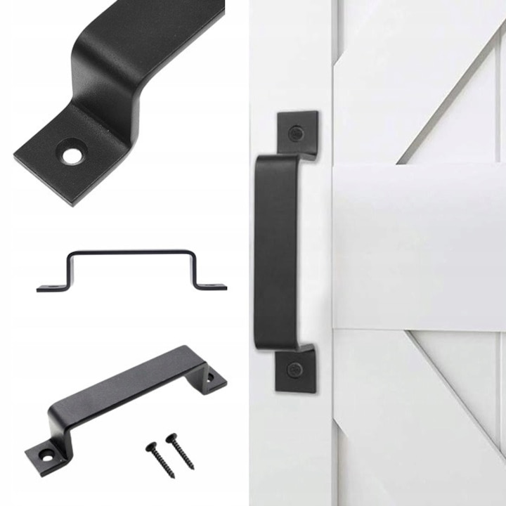 Usa si manere de mobilier set, racza, stil industrial, negru mat, 155x28x32mm