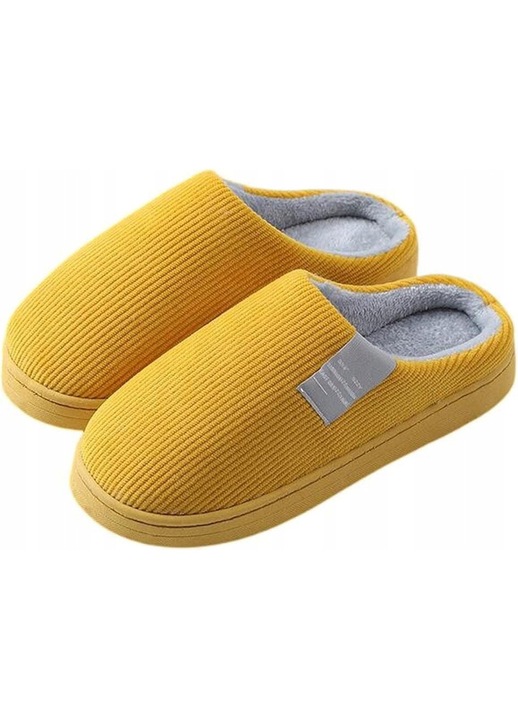 Papuci de casa dama, SinPi, Textil, Galben, 38-39EU