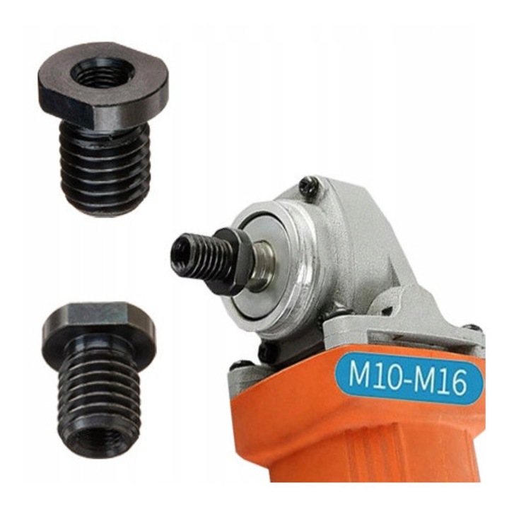 Adaptor Reductie Piulita SinPi Profesionala pentru Polizor Unghiular, Filet M10 la M16, Constructie Durabila din Metal Negru, Unealta Esentiala pentru Atelier, Asigura Montaj Rapid si Fiabil, 1 Bucata