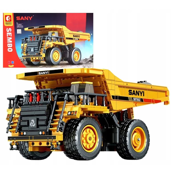 Set de Constructie SinPi, Blocuri Creative Tip Camion Basculanta, 1261 Piese, Model Detaliat cu Elemente Mobile si Functionalitate Ridicare Coborare, Multicolor, Jucarie Educativa si Dezvoltare Abilitati, Recomandat 6+ Ani