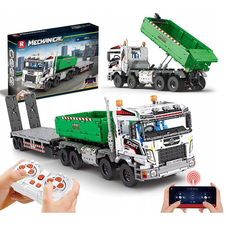 Комплект за конструиране Reobrix, камион с ремарке, 2950 части, многоцветен, 14 години+