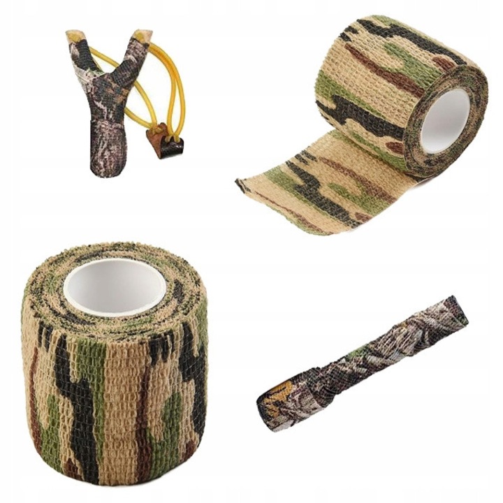 Banda camuflaj militara SinPi, 5cm x 4,5m, material elastic, Pentru arme