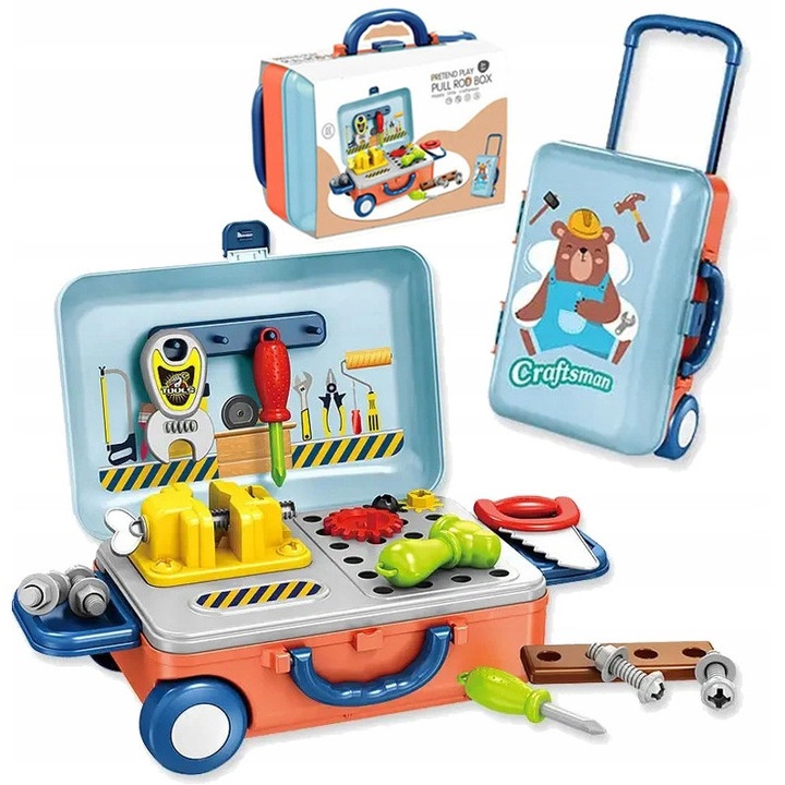 Mobil munkakészlet gyerekeknek, SinPi, 22 darab, kék-narancssárga, 26,5x18,5x38cm