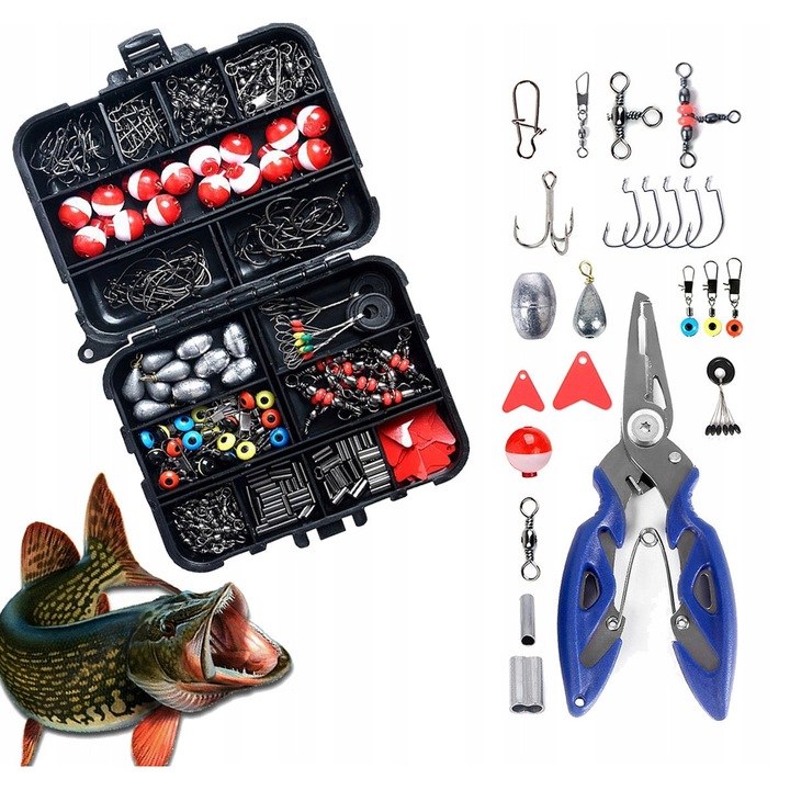 Комплект аксесоари за риболов SinPi, 263 части, многоцветен, елегантен калъф