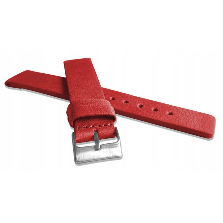 Curea piele naturala rosie 18mm Lavvu LSCUR18, finisaj neted