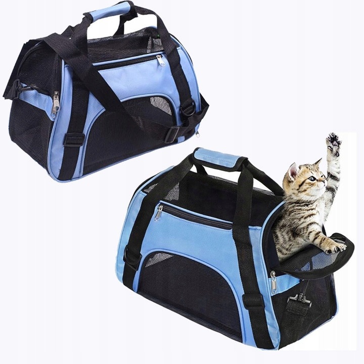 Állatszállító, SinPi, kék, 50x25x35cm, szellőző, összecsukható