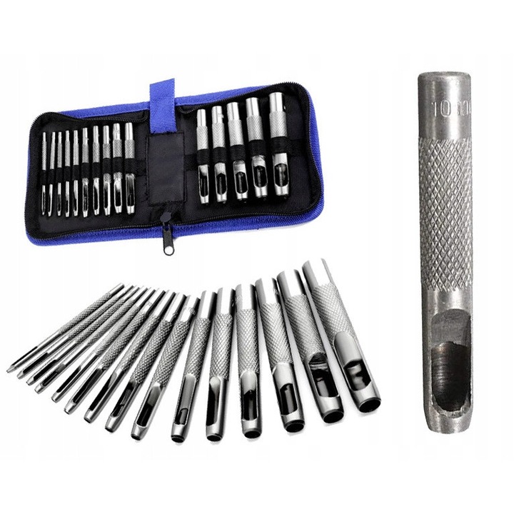 Set unelte SinPi, 15 piese, perforatoare, dimensiuni 1-11mm, gri