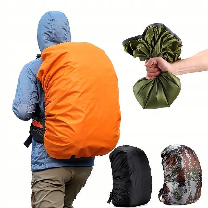 Hátizsák esővédő huzat, SinPi, vízálló, narancssárga, 10-40L, 50x35x20cm