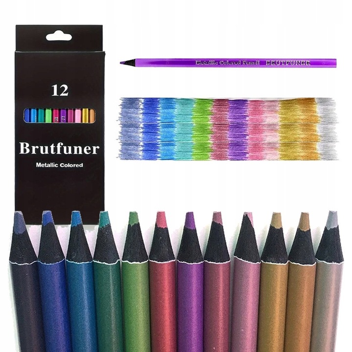 Set 12 creioane colorate metalice SinPi, culori vibrante, ambalaj ecologic