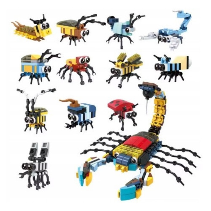 Rovart ábrázoló figurakészlet, SinPi, 12 modell, többszínű, 0,4 kg