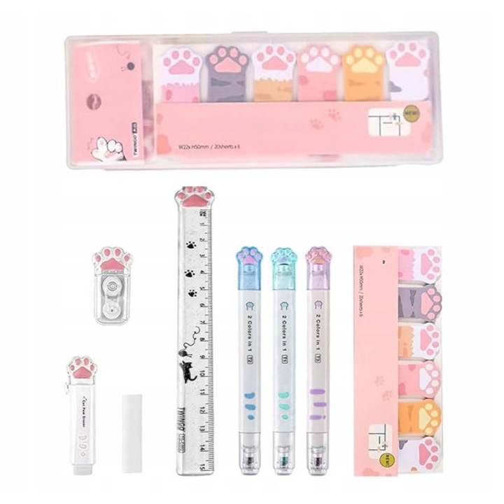 Iskolai tolltartó felszereléssel, SinPi, pasztell rózsaszín, 18,5x6,5cm, kreatív készlet gyerekeknek