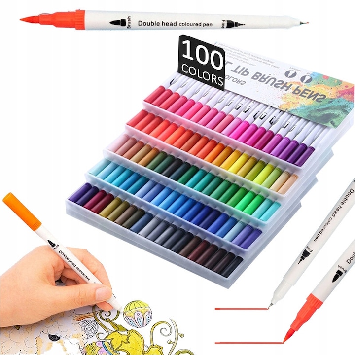 Set 100 Markere Duble SinPi, 0.5-6.0 mm, Multicolor