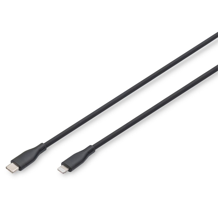 Cablu USB-C la tip Lightning, Assmann, 0.5m, 60W, negru