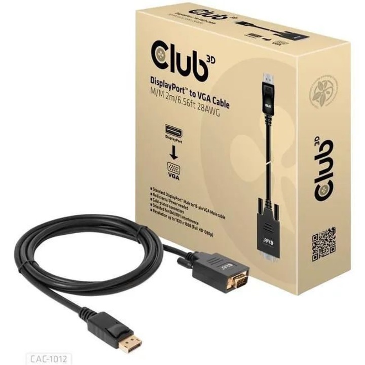 Club3D DisplayPort-VGA Kábel, 2m, Fekete